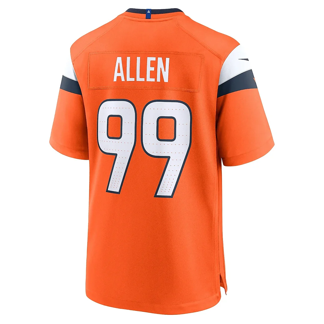 Zennovawear Men's Denver Broncos Zach Allen Orange Team Game Jersey
