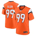 Zennovawear Men's Denver Broncos Zach Allen Orange Team Game Jersey