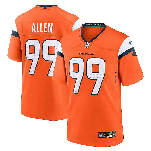 Zennovawear Men's Denver Broncos Zach Allen Orange Team Game Jersey