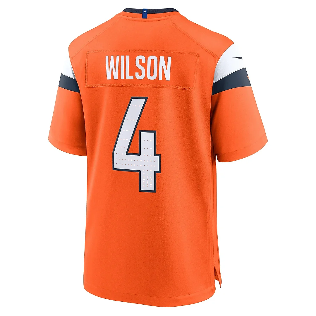 Zennovawear Men's Denver Broncos Zach Wilson Orange Team Game Jersey