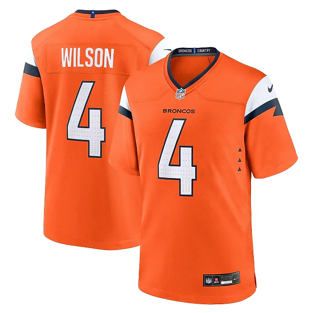 Zennovawear Men's Denver Broncos Zach Wilson Orange Team Game Jersey