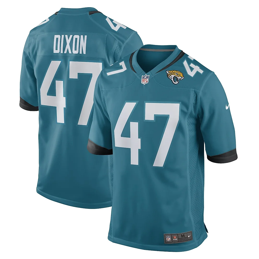 Zennovawear Men's De'Shaan Dixon Jacksonville Jaguars Teal Team Game Player Jersey