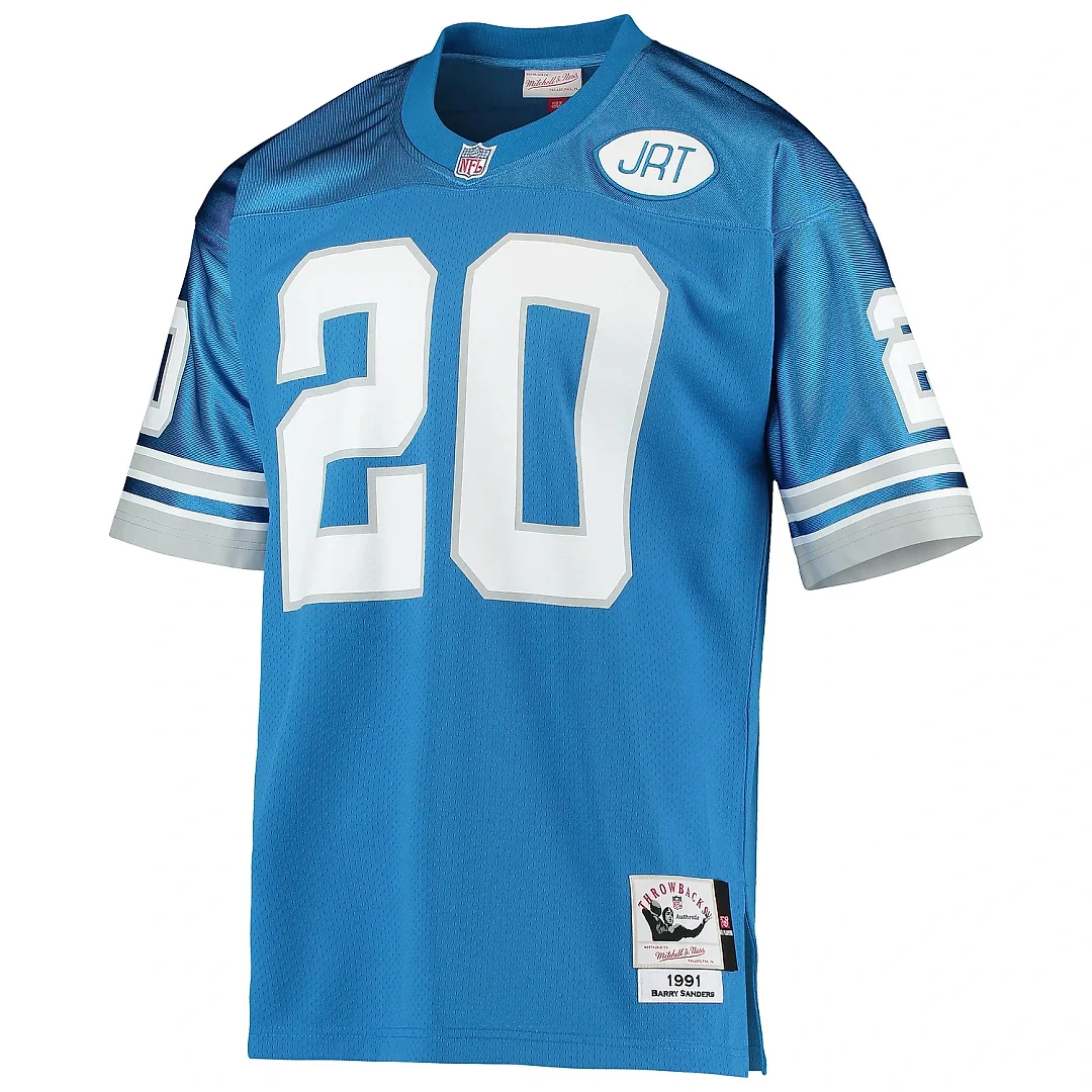 Zennovawear Men's Detroit Lions 1991 Barry Sanders Mitchell & Ness Blue Throwback Retired Player Jersey