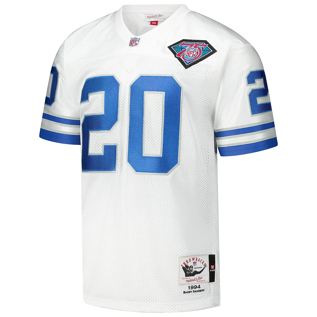 Zennovawear Men's Detroit Lions 1994 Barry Sanders Mitchell & Ness White Throwback Retired Player Jersey