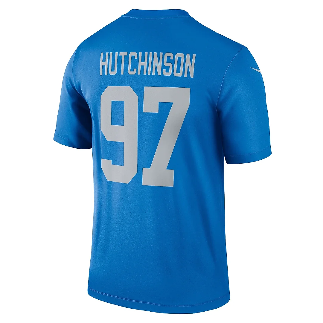 Zennovawear Men's Detroit Lions Aidan Hutchinson Blue Alternate Legend Player Performance Top