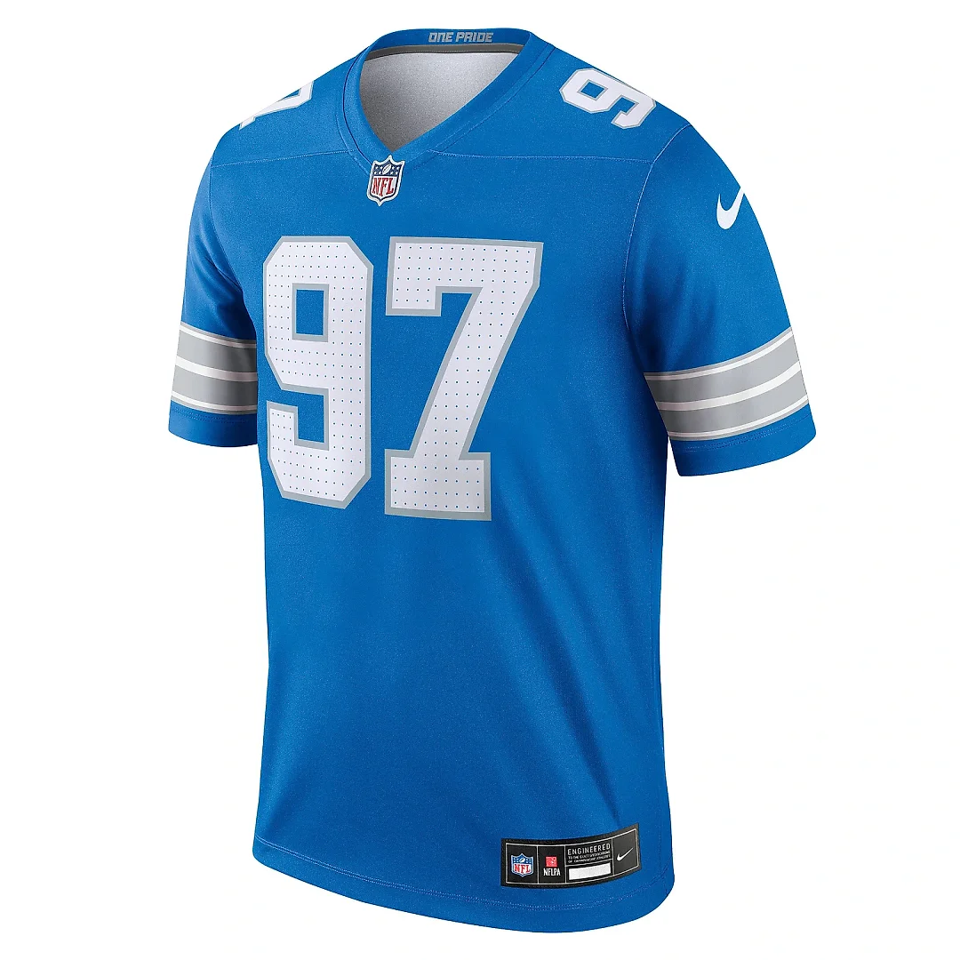 Zennovawear Men's Detroit Lions Aidan Hutchinson Blue Team Legend Player Performance Top