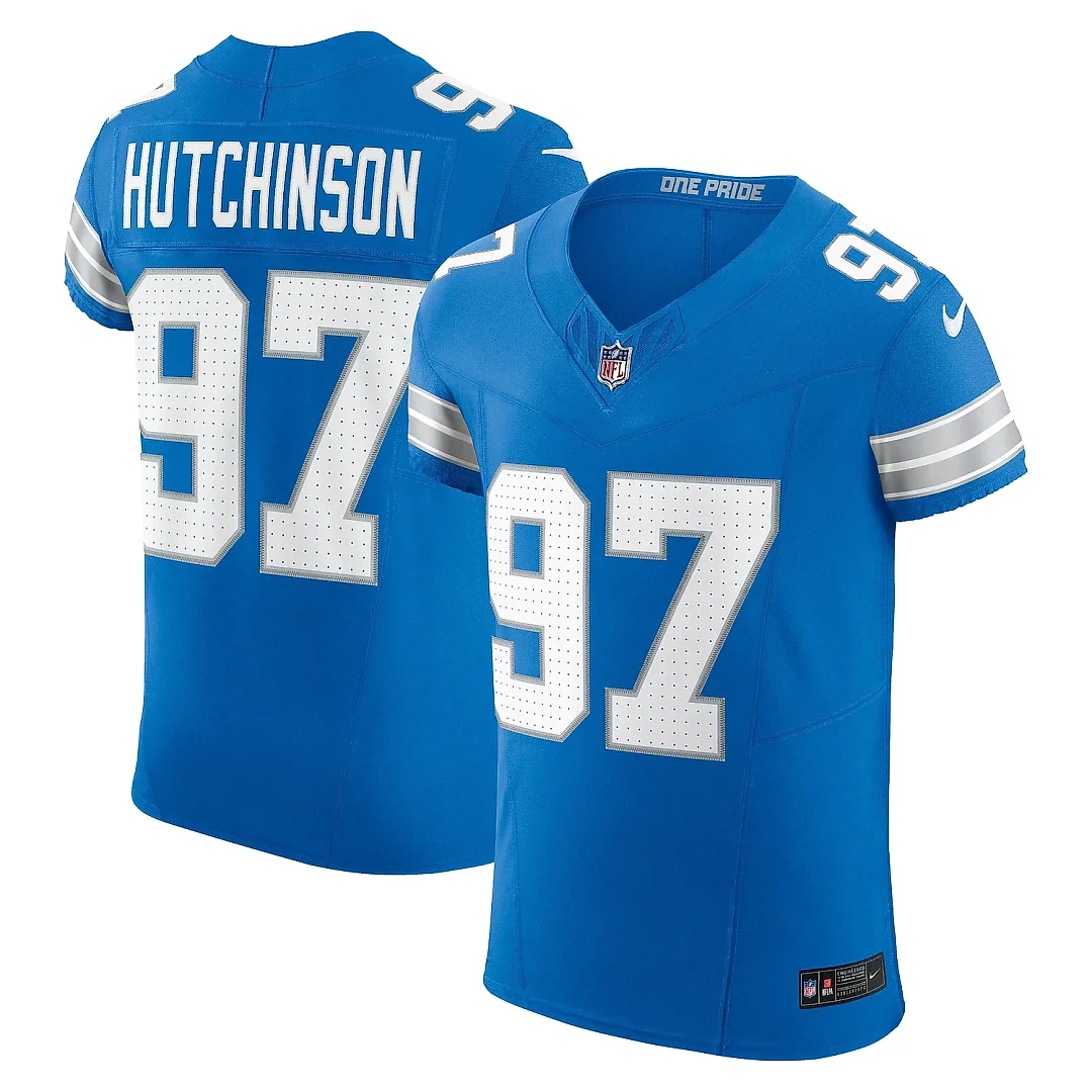 Zennovawear Men's Detroit Lions Aidan Hutchinson Blue Vapor F.U.S.E. Elite Jersey