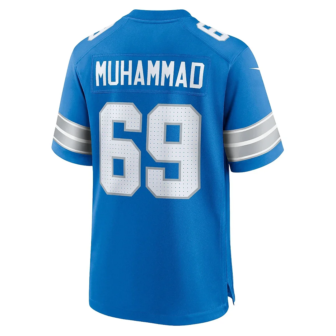 Zennovawear Men's Detroit Lions Al-Quadin Muhammad Blue Team Game Jersey