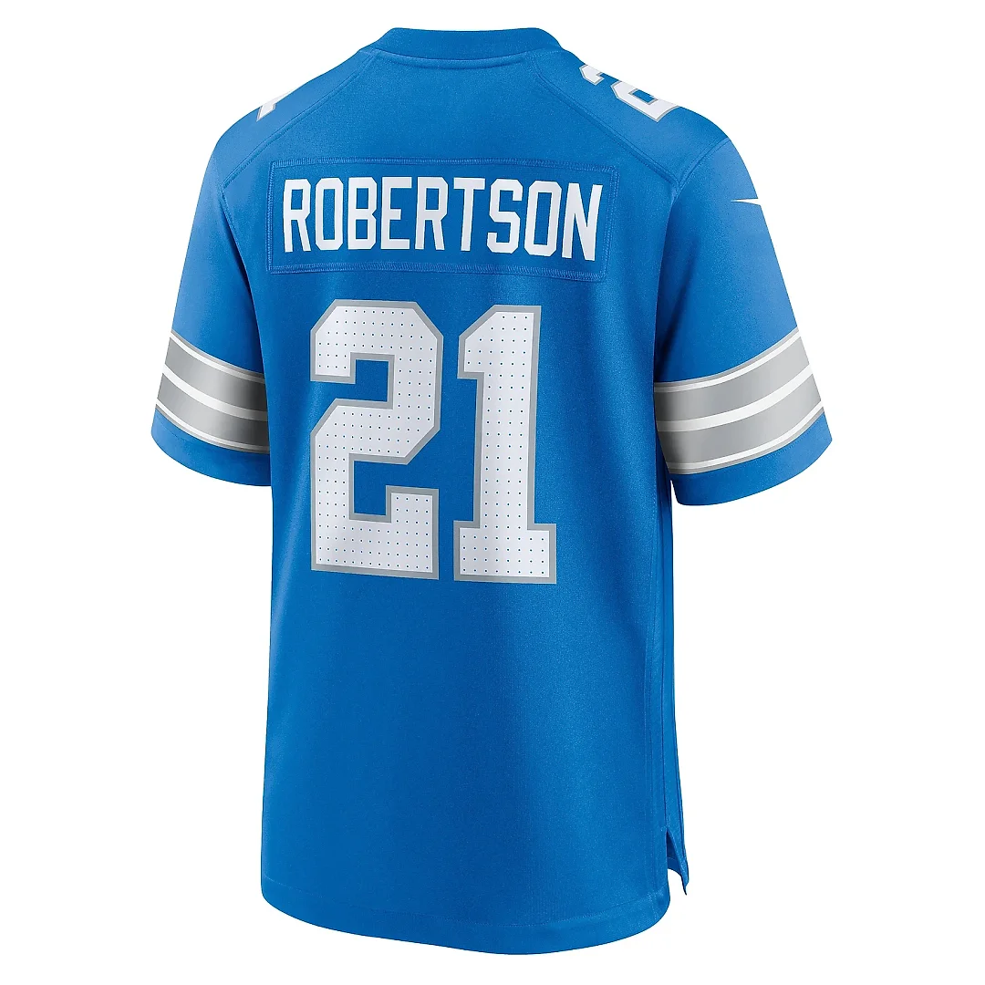 Zennovawear Men's Detroit Lions Amik Robertson Blue Game Jersey