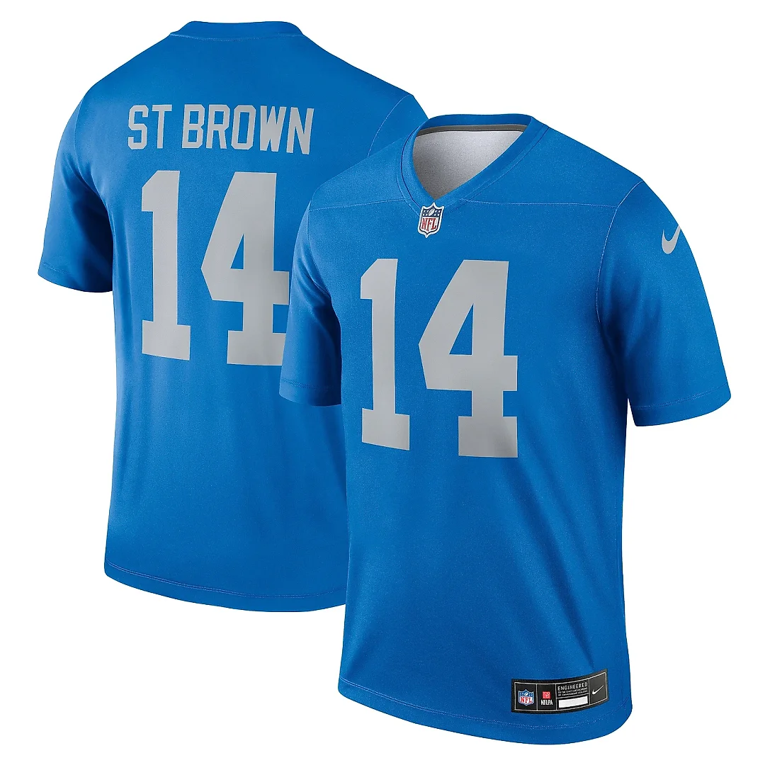Zennovawear Men's Detroit Lions Amon-Ra St. Brown Blue Alternate Legend Player Performance Top
