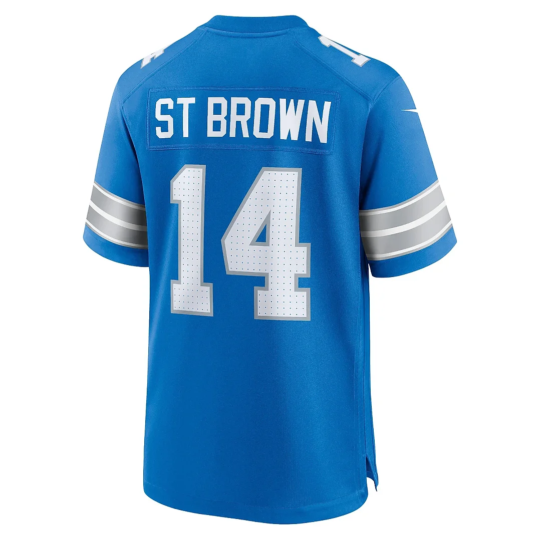 Zennovawear Men's Detroit Lions Amon-Ra St. Brown Blue Game Jersey