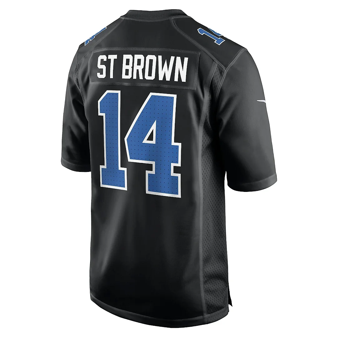 Zennovawear Men's Detroit Lions Amon-Ra St. Brown Carbon Black Carbon Fashion Jersey