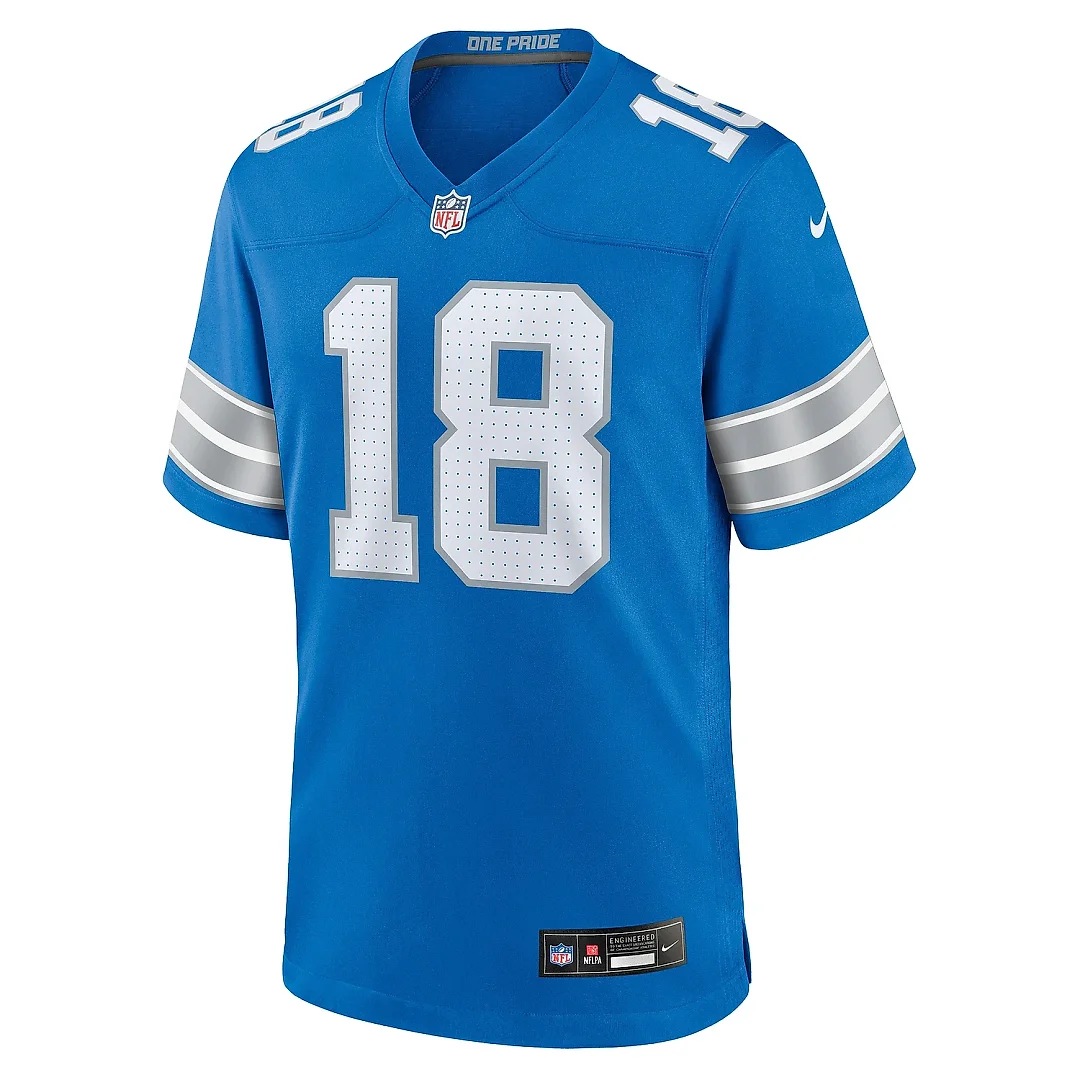 Zennovawear Men's Detroit Lions Antoine Green Blue Team Game Jersey