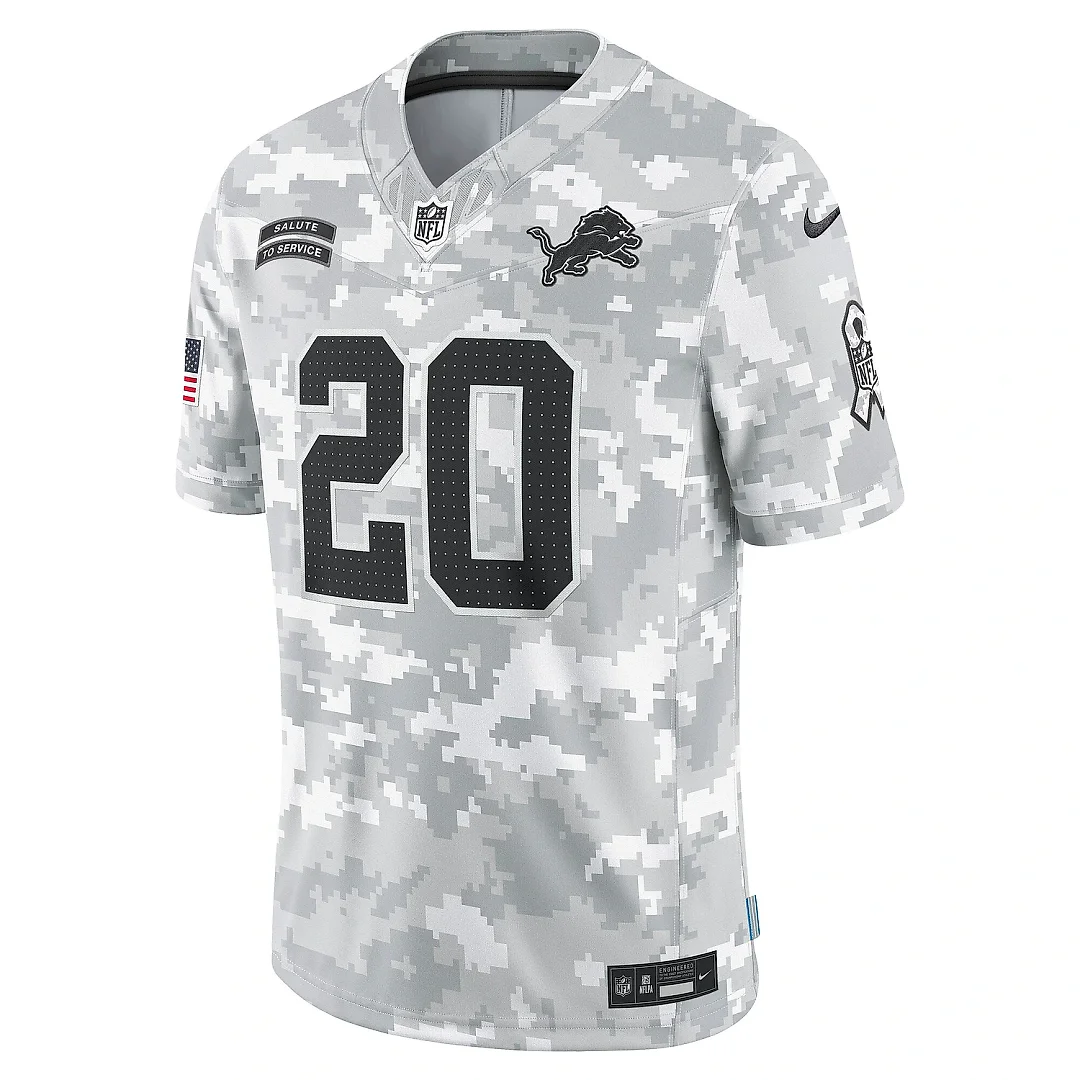 Zennovawear Men's Detroit Lions Barry Sanders Arctic Camo 2024 Salute to Service Retired Player Limited Jersey