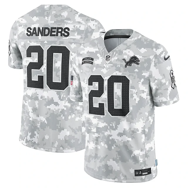 Zennovawear Men's Detroit Lions Barry Sanders Arctic Camo 2024 Salute to Service Retired Player Limited Jersey