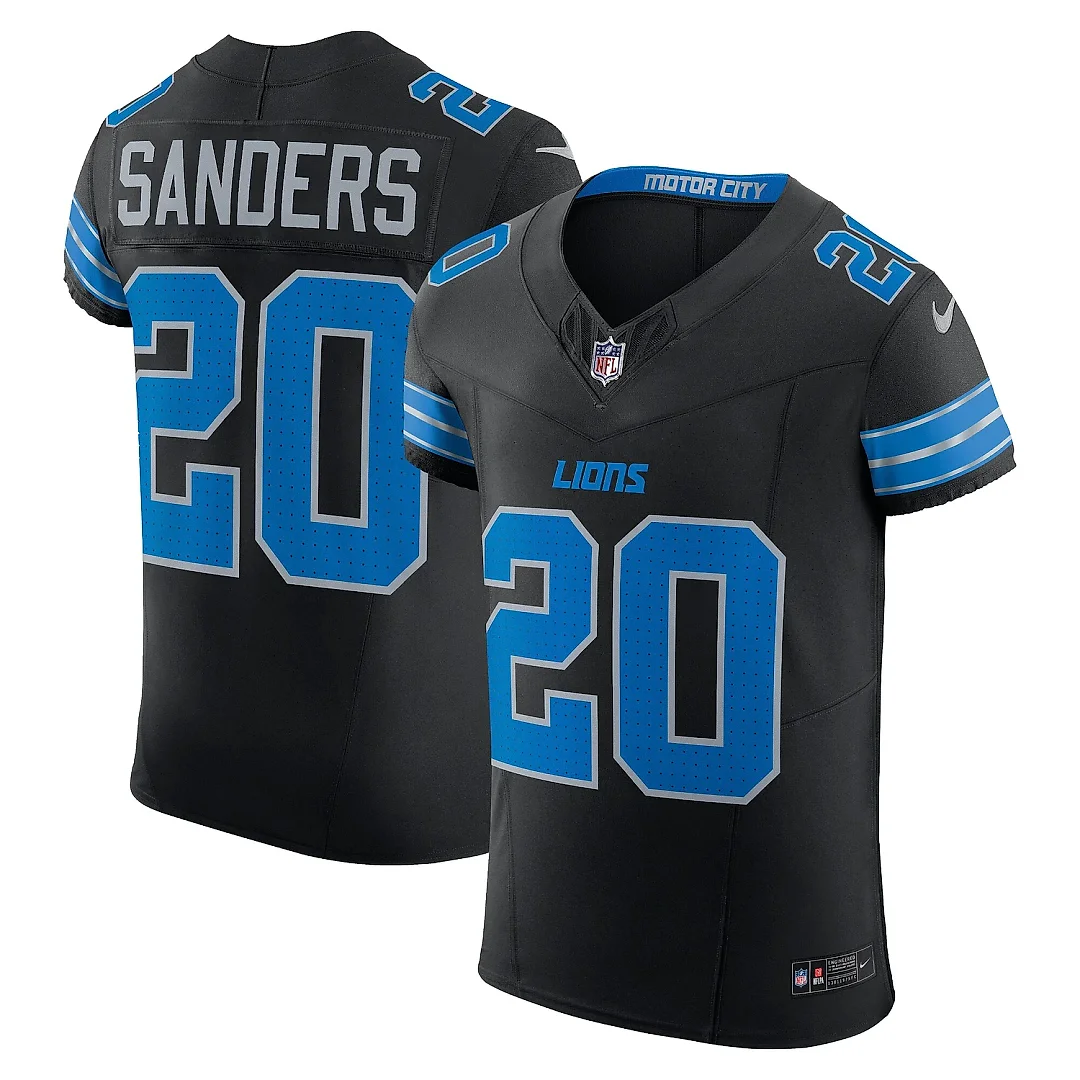 Zennovawear Men's Detroit Lions Barry Sanders Black Retired Player Alternate Vapor F.U.S.E. Elite Jersey