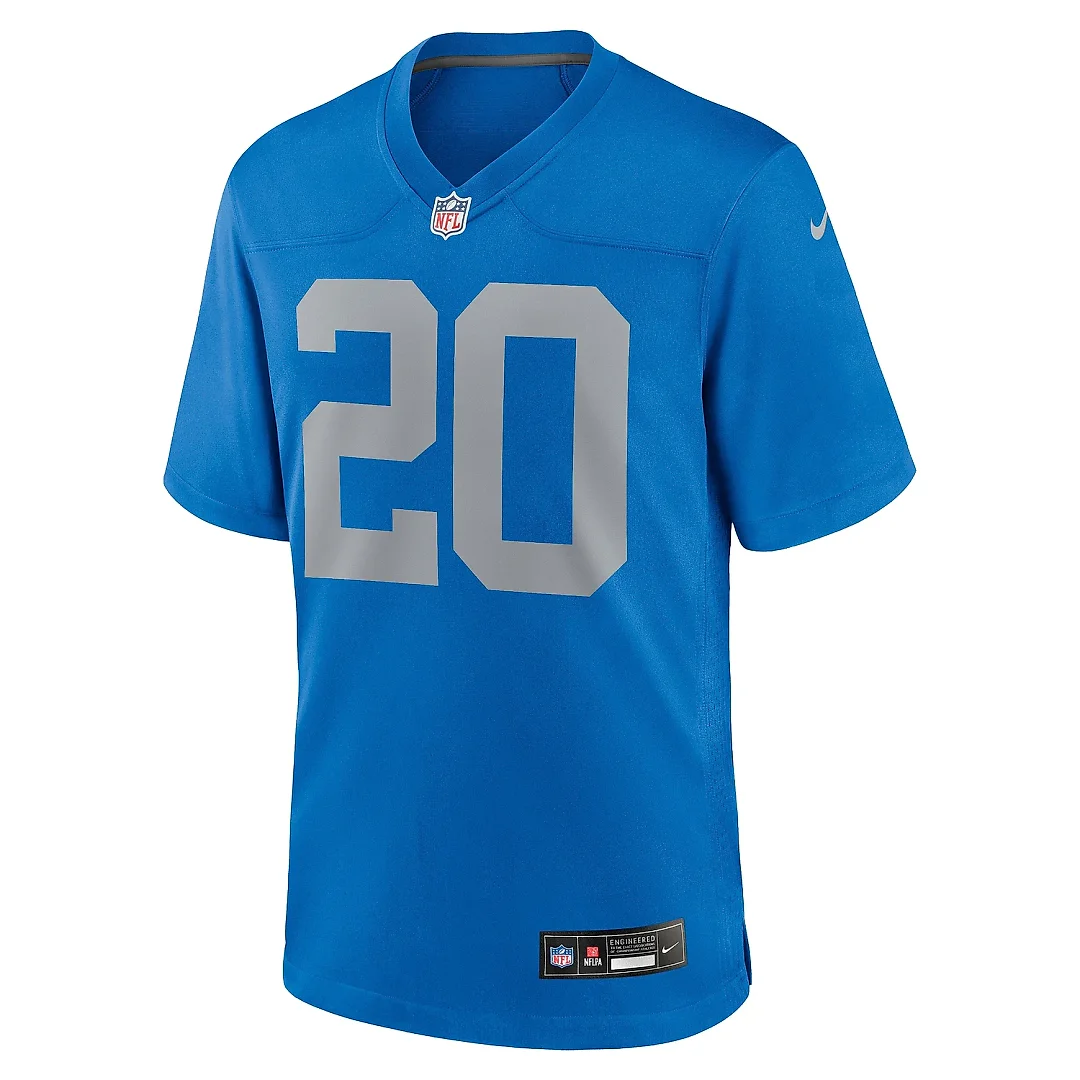 Zennovawear Men's Detroit Lions Barry Sanders Blue Alternate Game Jersey