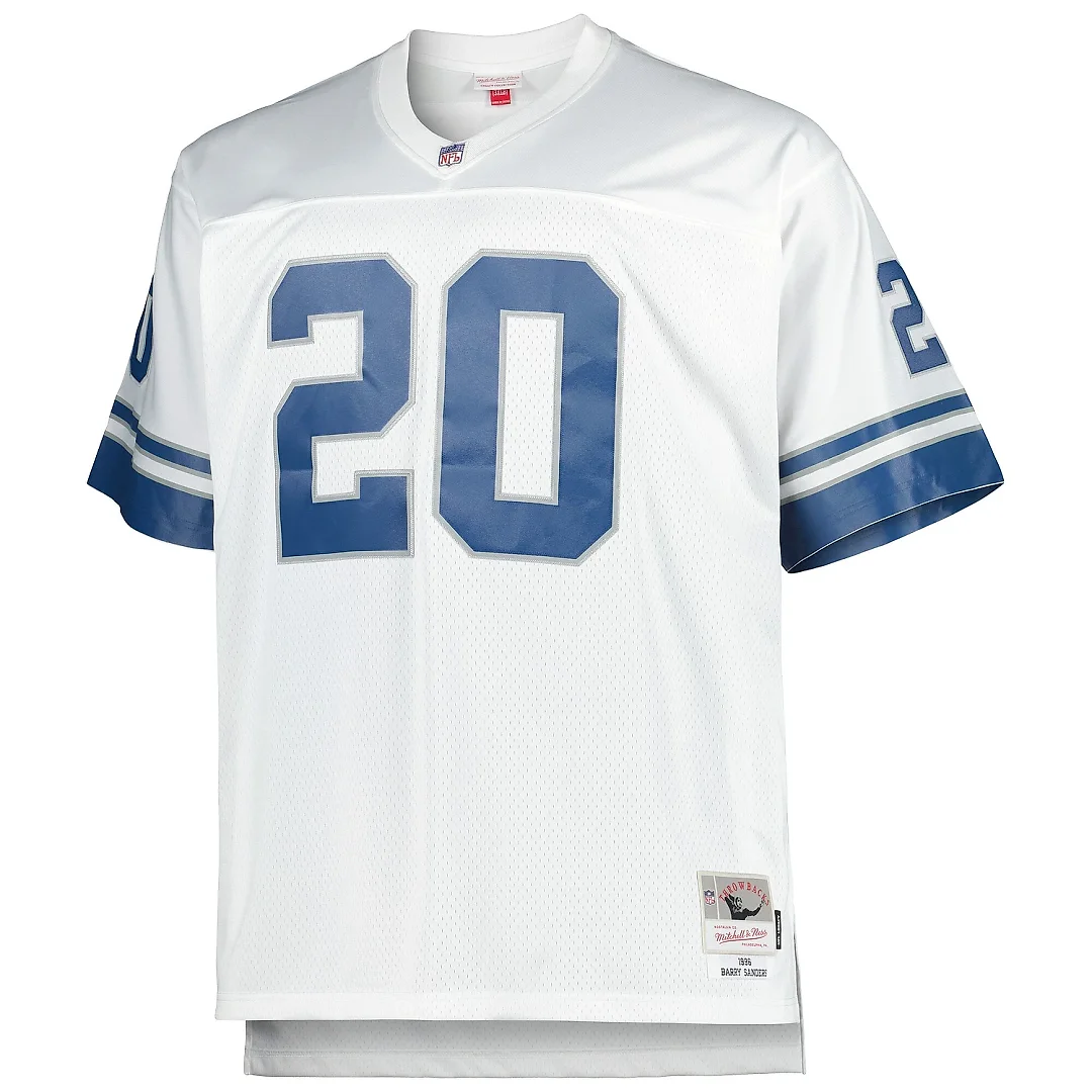 Zennovawear Men's Detroit Lions Barry Sanders Mitchell & Ness White Big & Tall 1996 Retired Player Jersey
