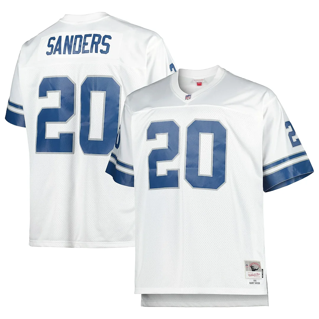 Zennovawear Men's Detroit Lions Barry Sanders Mitchell & Ness White Big & Tall 1996 Retired Player Jersey