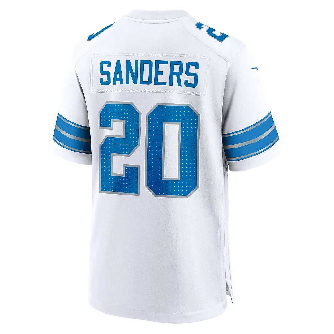Zennovawear Men's Detroit Lions Barry Sanders White Retired Player Game Jersey