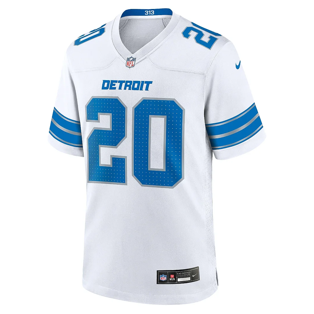 Zennovawear Men's Detroit Lions Barry Sanders White Retired Player Game Jersey