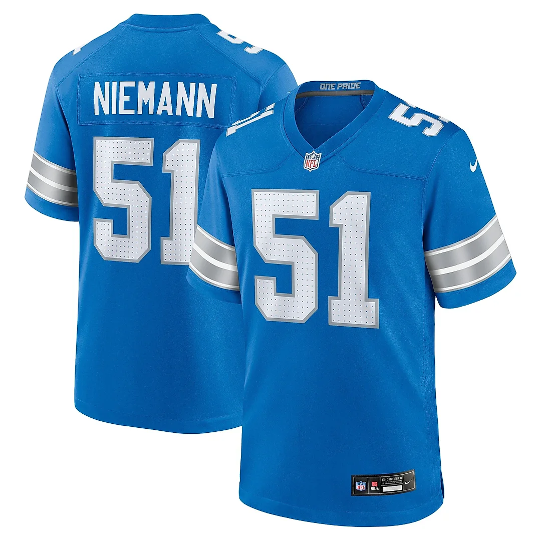Zennovawear Men's Detroit Lions Ben Niemann Blue Team Game Jersey
