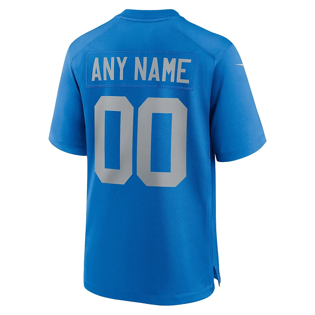 Zennovawear Men's Detroit Lions Blue Alternate Custom Game Jersey