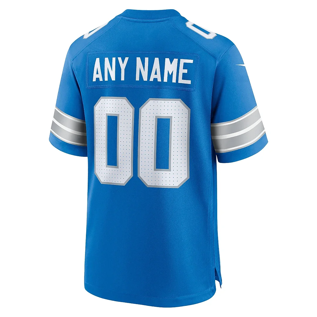 Zennovawear Men's Detroit Lions Blue Custom Game Jersey