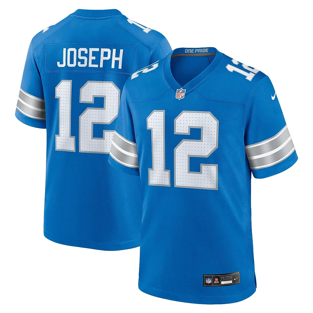 Zennovawear Men's Detroit Lions Brandon Joseph Blue Team Game Jersey