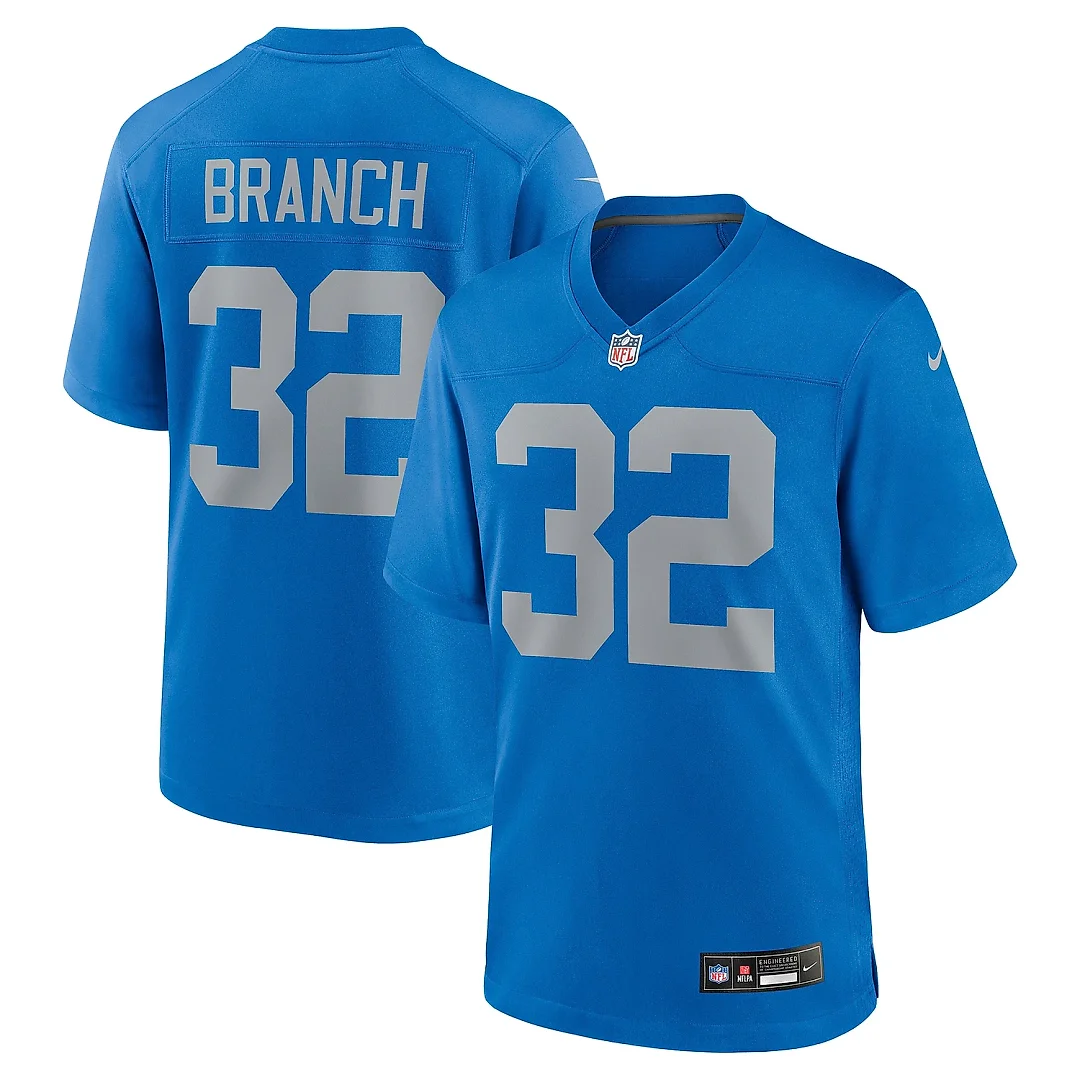 Zennovawear Men's Detroit Lions Brian Branch Blue Alternate Game Jersey