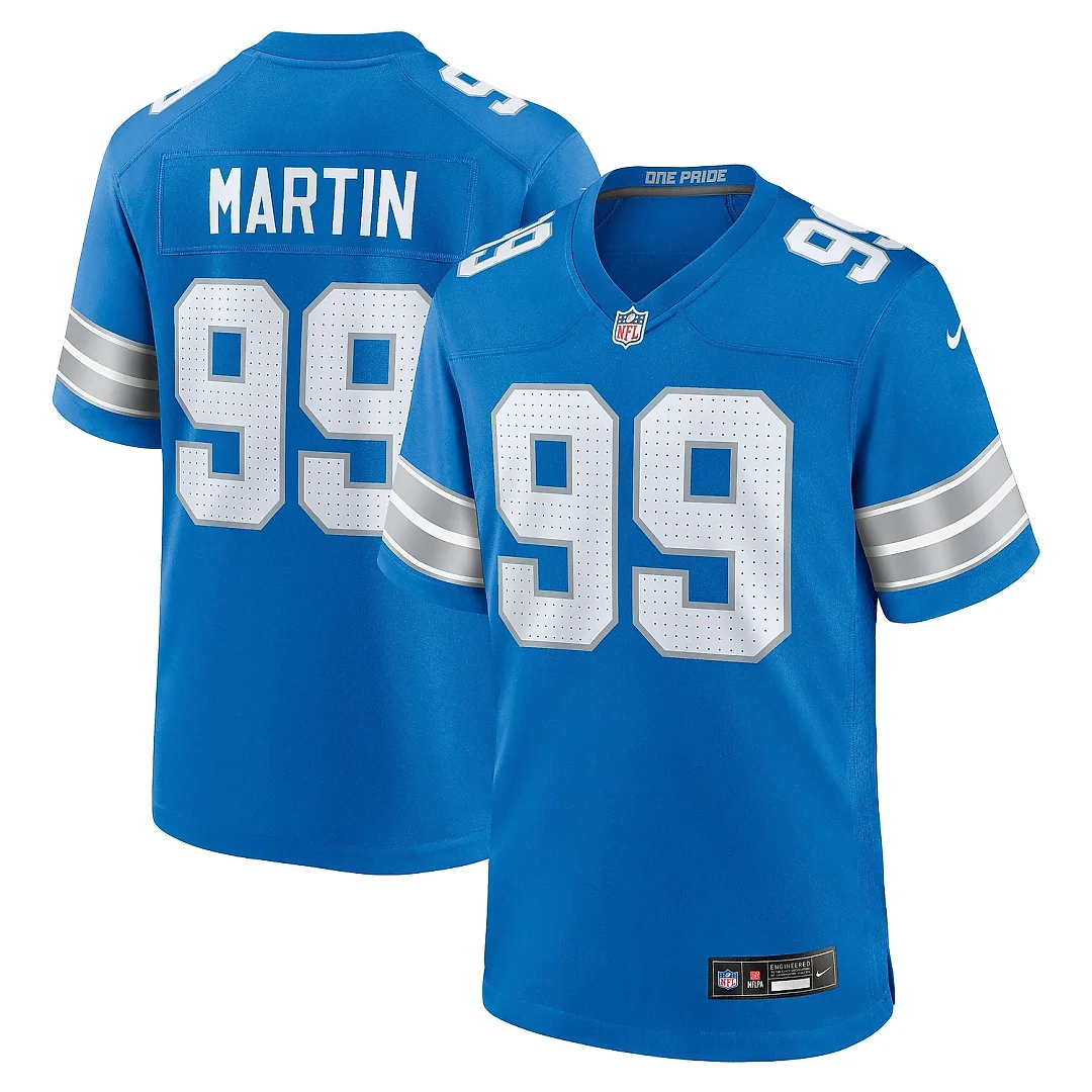 Zennovawear Men's Detroit Lions Brodric Martin Blue Team Game Jersey