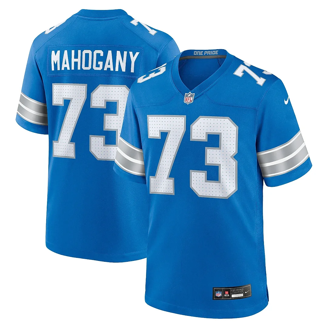Zennovawear Men's Detroit Lions Christian Mahogany Blue Team Game Jersey
