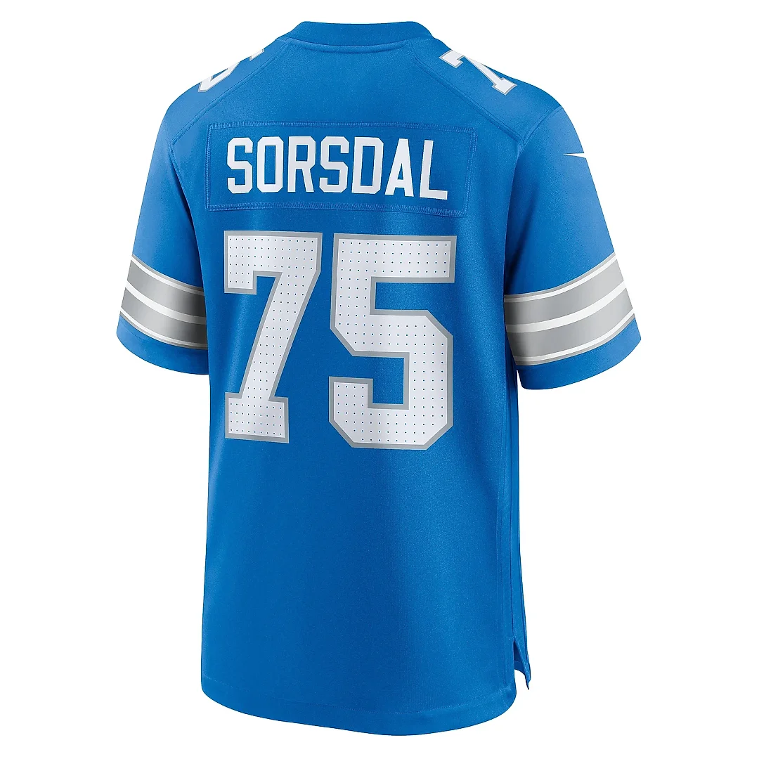 Zennovawear Men's Detroit Lions Colby Sorsdal Blue Team Game Jersey