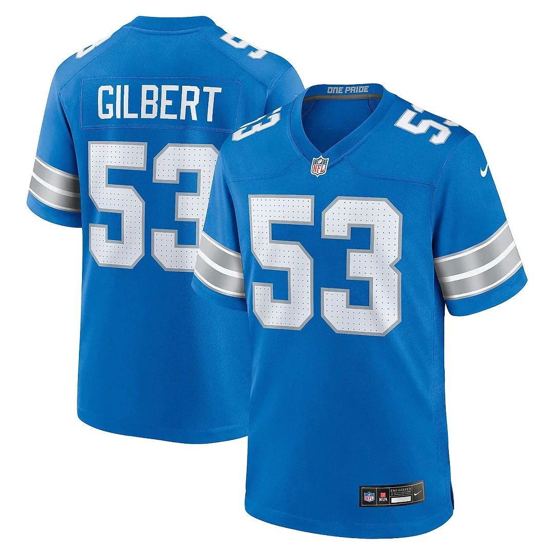 Zennovawear Men's Detroit Lions DaRon Gilbert Blue Game Jersey