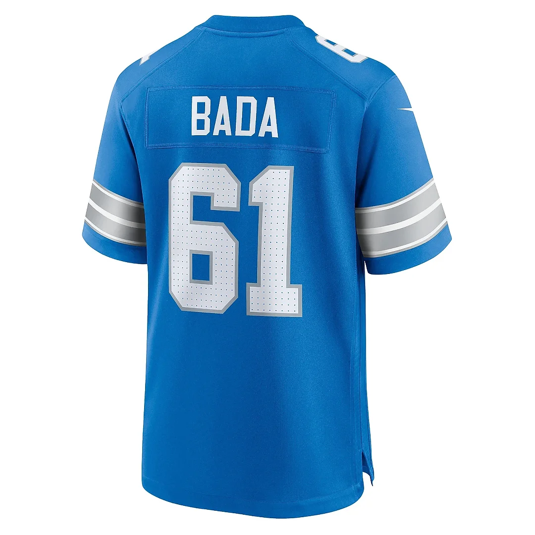 Zennovawear Men's Detroit Lions David Bada Blue Team Game Jersey