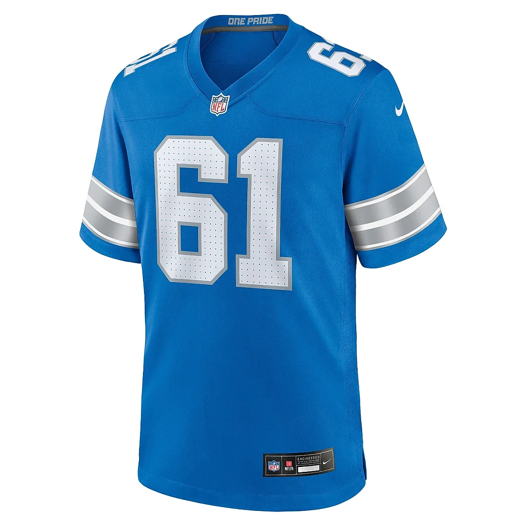 Zennovawear Men's Detroit Lions David Bada Blue Team Game Jersey