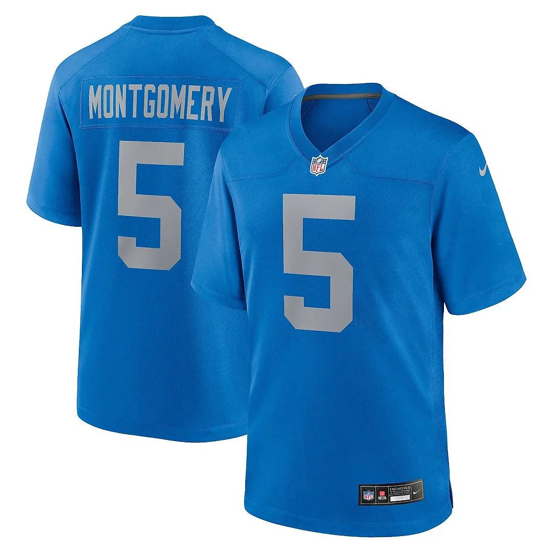 Zennovawear Men's Detroit Lions David Montgomery Blue Alternate Game Jersey