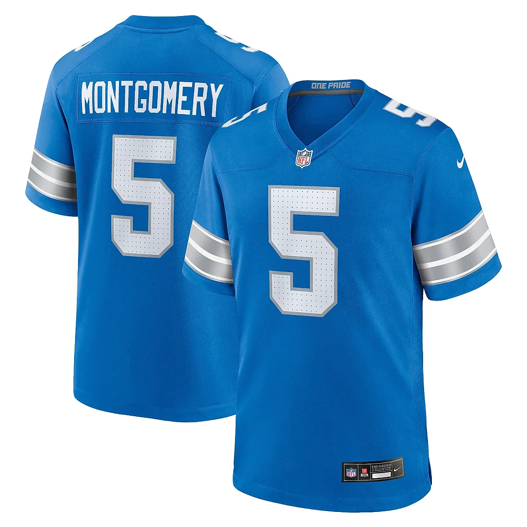 Zennovawear Men's Detroit Lions David Montgomery Blue Game Jersey