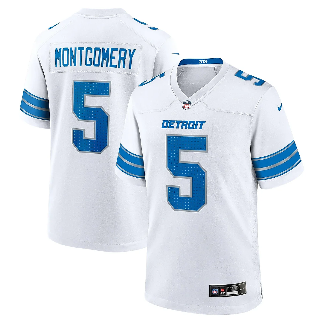 Zennovawear Men's Detroit Lions David Montgomery White Game Jersey