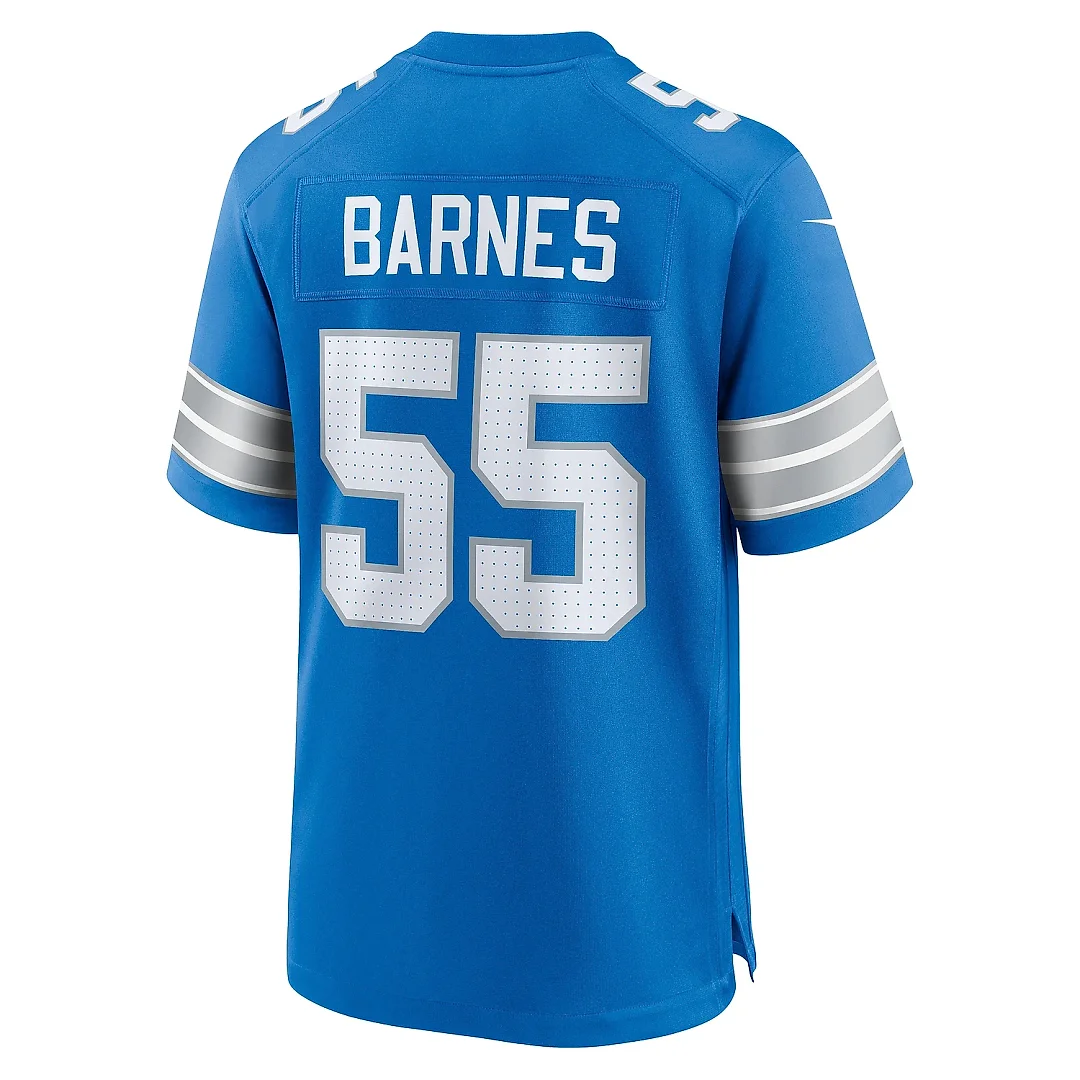 Zennovawear Men's Detroit Lions Derrick Barnes Blue Team Game Jersey