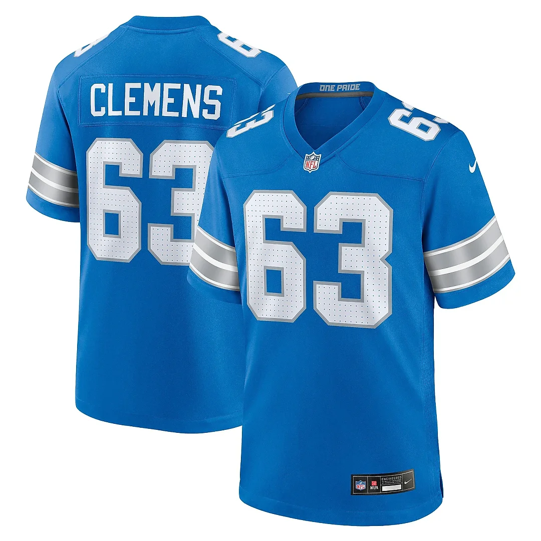 Zennovawear Men's Detroit Lions Duke Clemens Blue Game Jersey