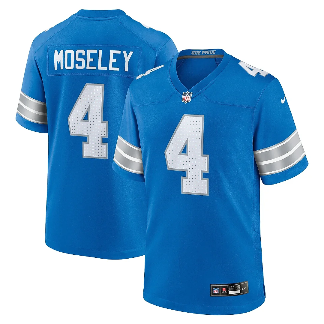 Zennovawear Men's Detroit Lions Emmanuel Moseley Blue Team Game Jersey