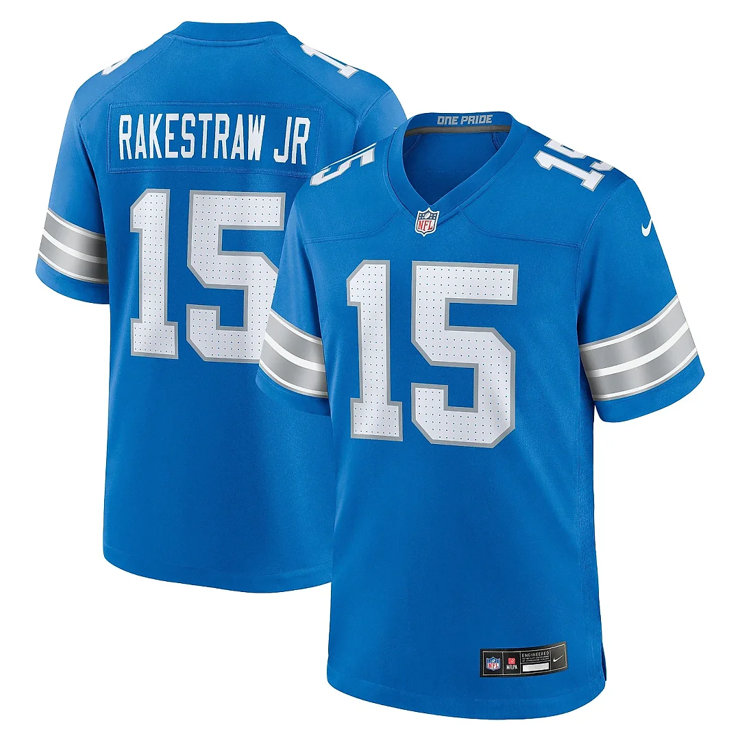 Zennovawear Men's Detroit Lions Ennis Rakestraw Jr. Blue Team Game Jersey