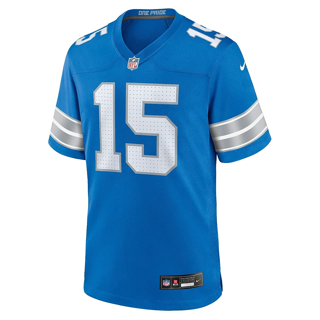 Zennovawear Men's Detroit Lions Ennis Rakestraw Jr. Blue Team Game Jersey