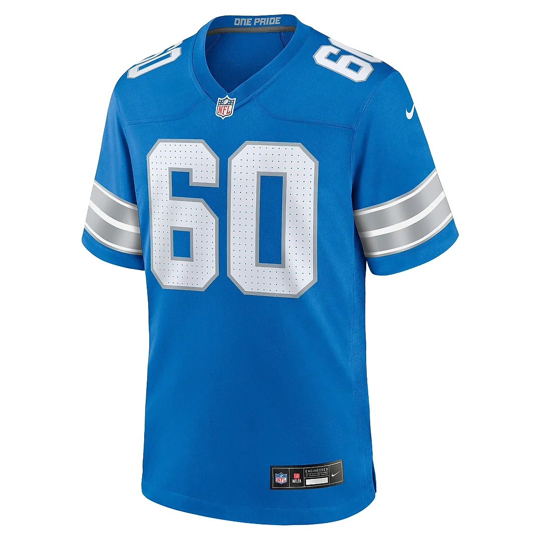 Zennovawear Men's Detroit Lions Graham Glasgow Blue Team Game Jersey