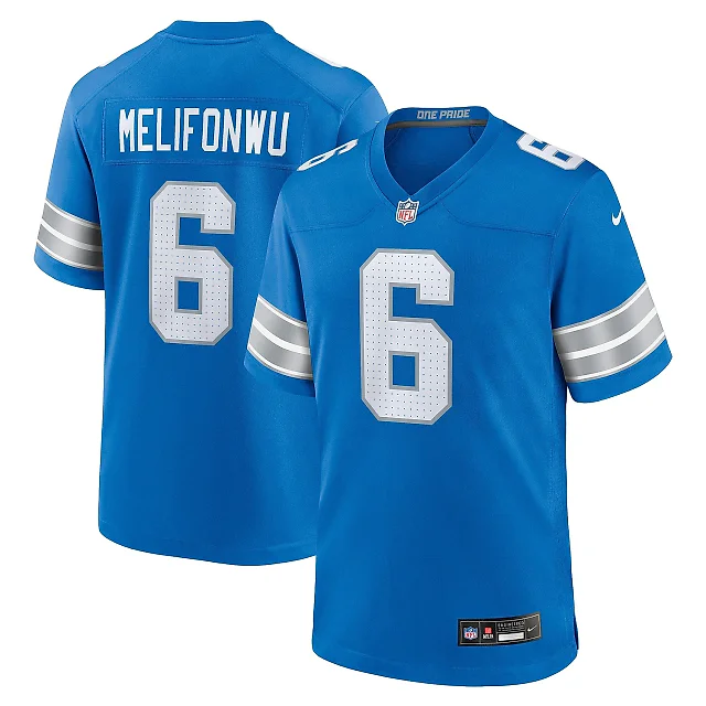 Zennovawear Men's Detroit Lions Ifeatu Melifonwu Blue Team Game Jersey