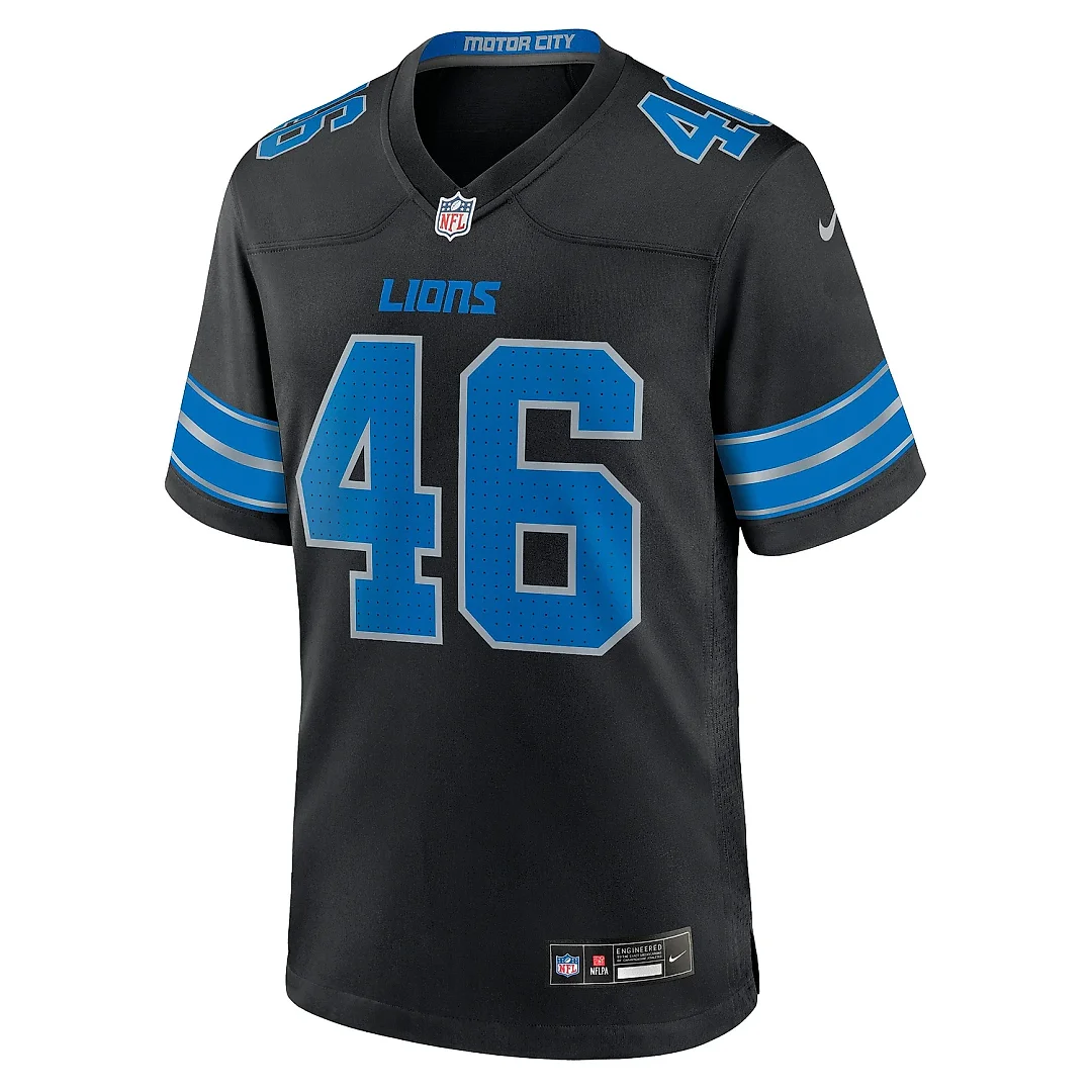 Zennovawear Men's Detroit Lions Jack Campbell Black 2nd Alternate Game Jersey