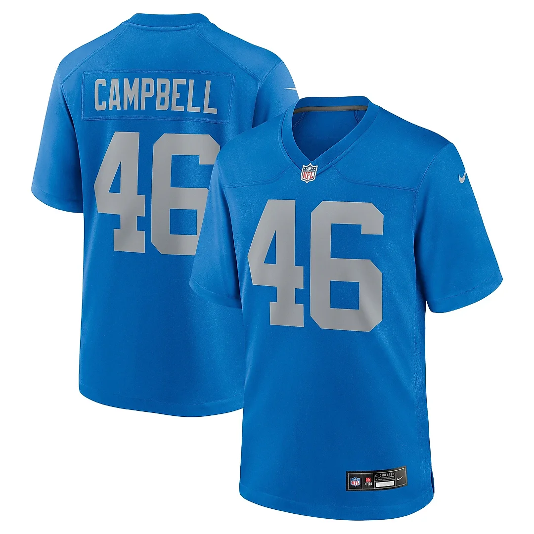 Zennovawear Men's Detroit Lions Jack Campbell Blue Alternate Game Jersey