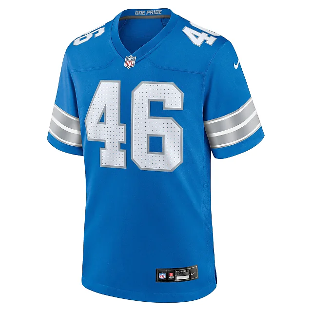 Zennovawear Men's Detroit Lions Jack Campbell Blue Game Jersey