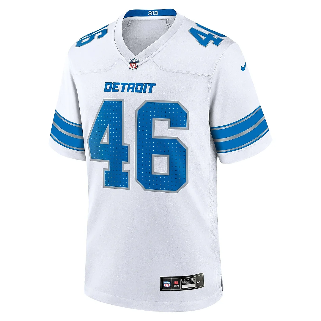 Zennovawear Men's Detroit Lions Jack Campbell White White Game Jersey